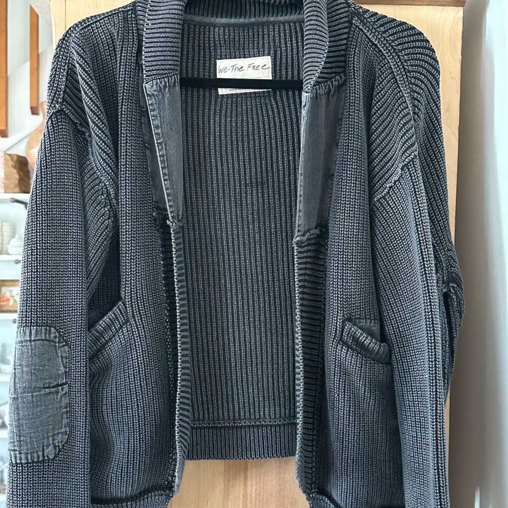 We The Free Charcoal Open Front Cardigan